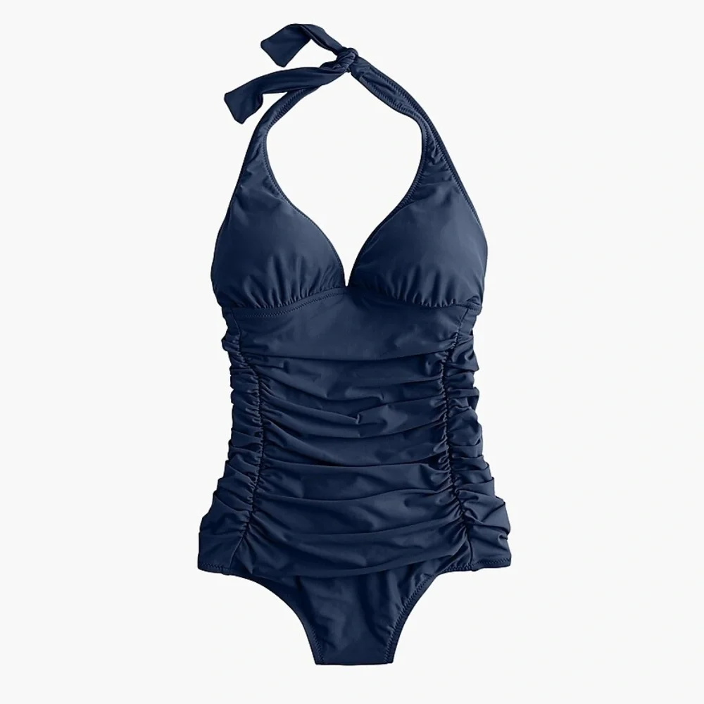 J. Crew Women's Ruched Halter One-Piece Swimsuit